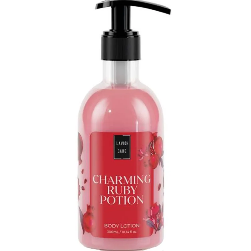 Lavish Care Body Lotion Charming Ruby Potion Ενυδατική Κρέμα Σώματος με Ευχάριστο Άρωμα Ρόδι με Αντλία 300ml