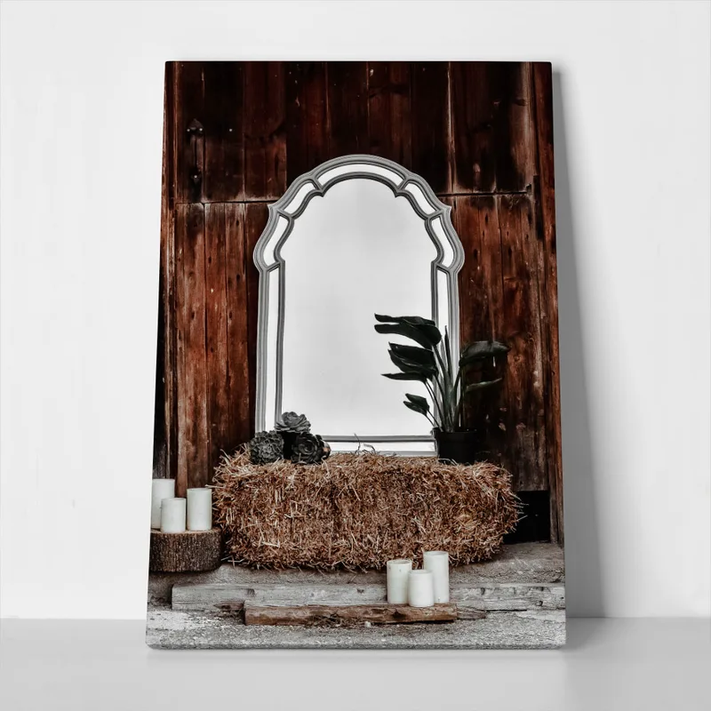 Πίνακας σε Καμβά RUSTIC FARMHOUSE MIRROR 2