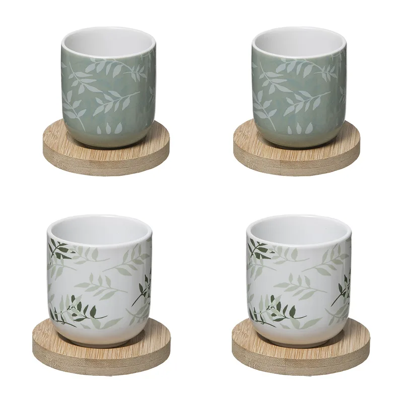 Φλυτζάνια Καφέ 130ml + Πιατάκια (Σετ 4τμχ) S-D Cup Green 173750