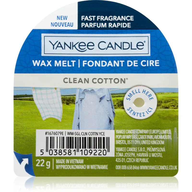 Yankee Candle Clean Cotton κερί για αρωματική λάμπα 22 γρ