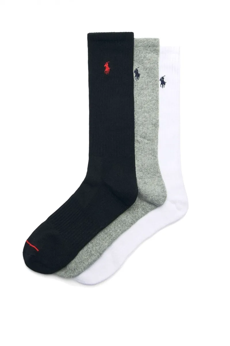 RALPH LAUREN ΚΑΛΤΣΕΣ 3PAIRS LOGO ΜΑΥΡΟ-ΛΕΥΚΟ-ΓΚΡΙ