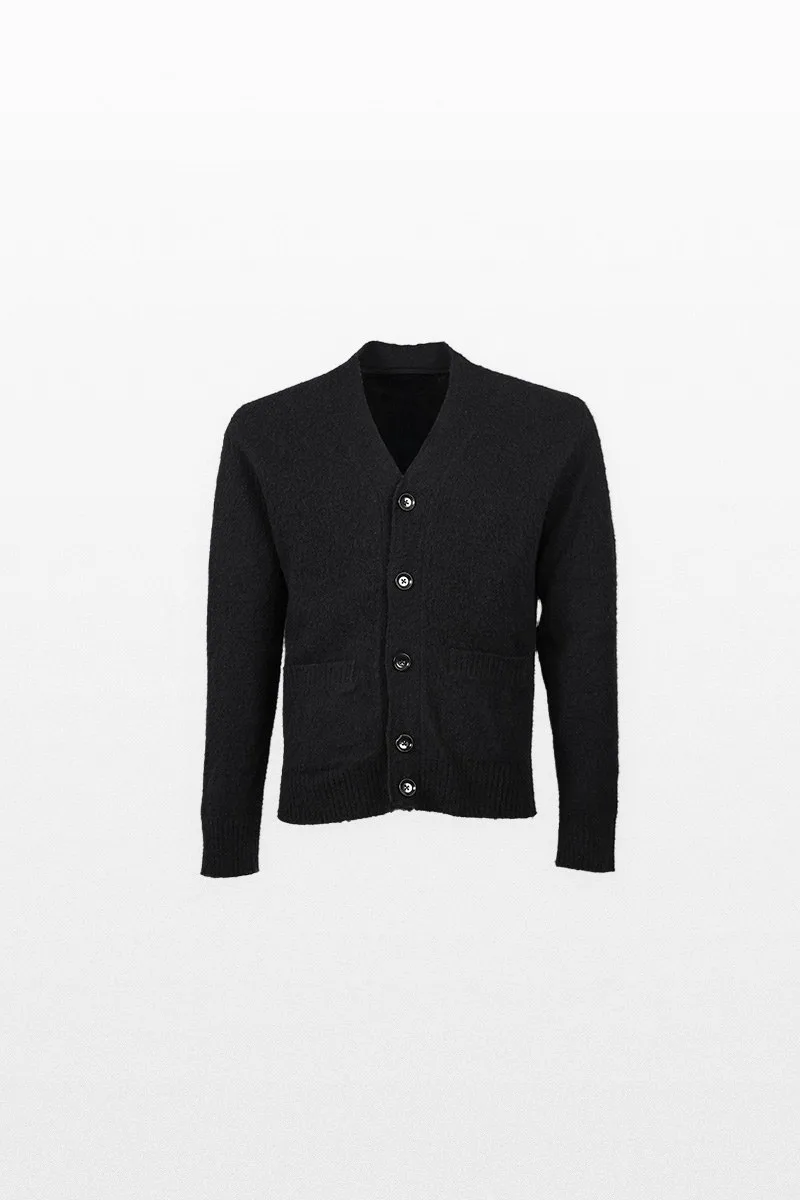 +39MASQ Ανδρικό Μαύρο Wool Cardigan With Buttons