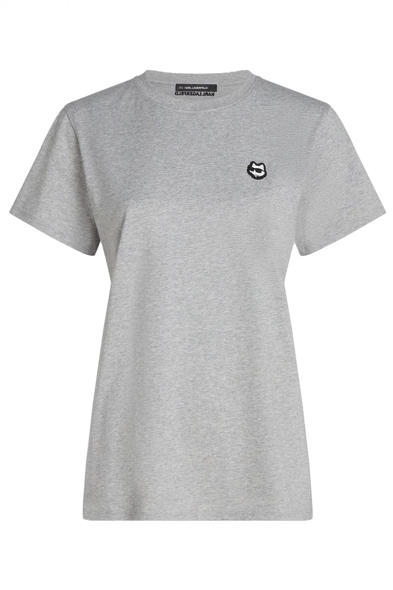 KARL LAGERFELD T-SHIRT IKON PATCH LOGO ΓΚΡΙ