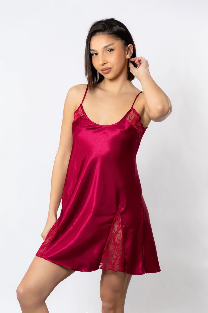 Νυχτικό σατέν Moongirl Afrodite Bordo MG280-2-Μπορντώ