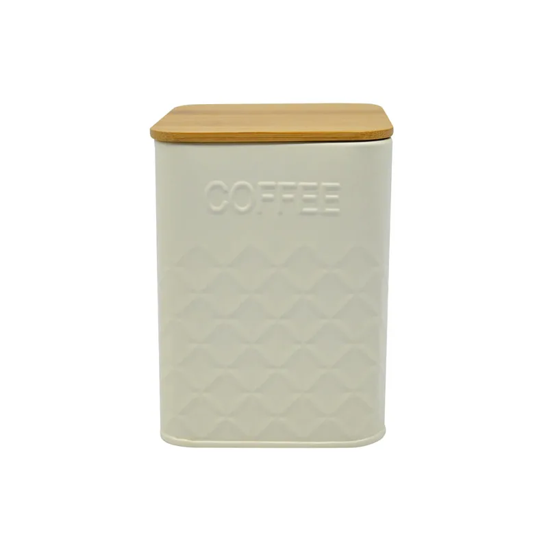 Βάζο 'Coffee' Με Μπαμπού Καπάκι Μπεζ Μέταλλο 10x10x13.5cm ANKOR
