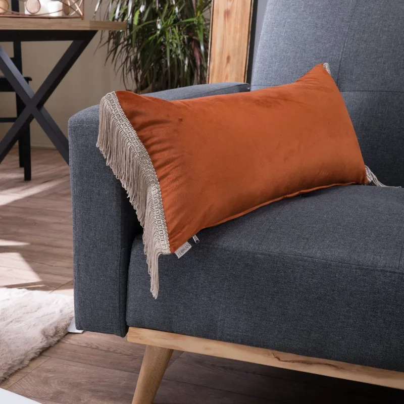 Διακοσμητική Μαξιλαροθήκη 30X60 Teoran Velvet 05 Με Κρόσι (30x60)