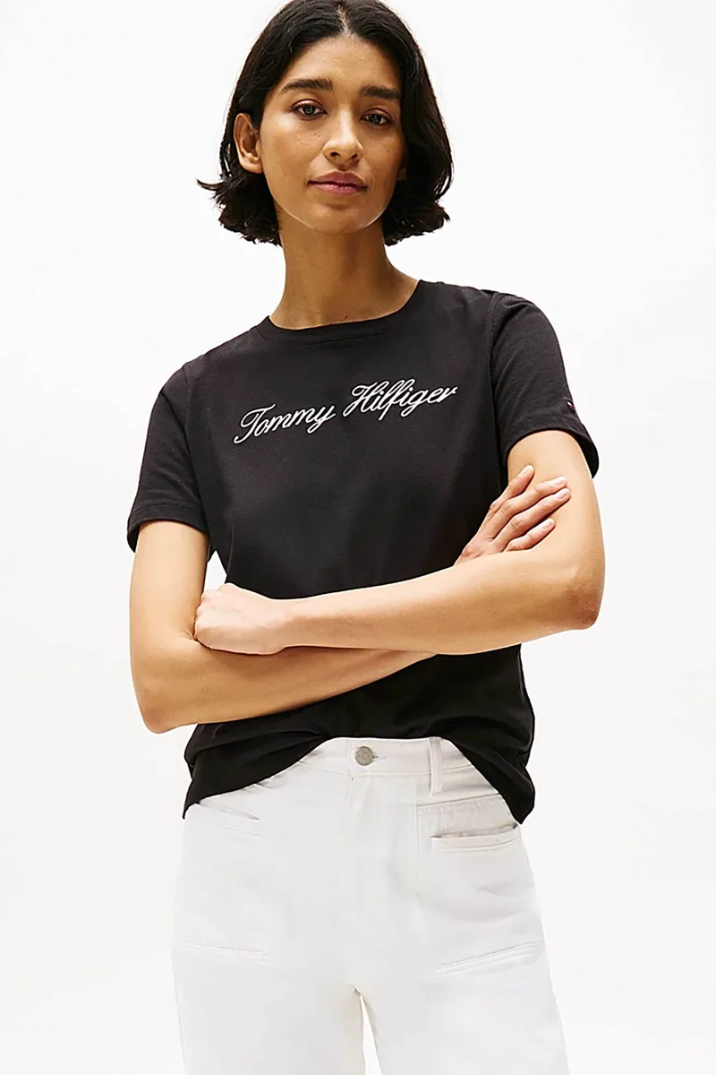 Tommy Hilfiger γυναικείο T-Shirt με λογότυπο - WW0WW43459 Μαύρο