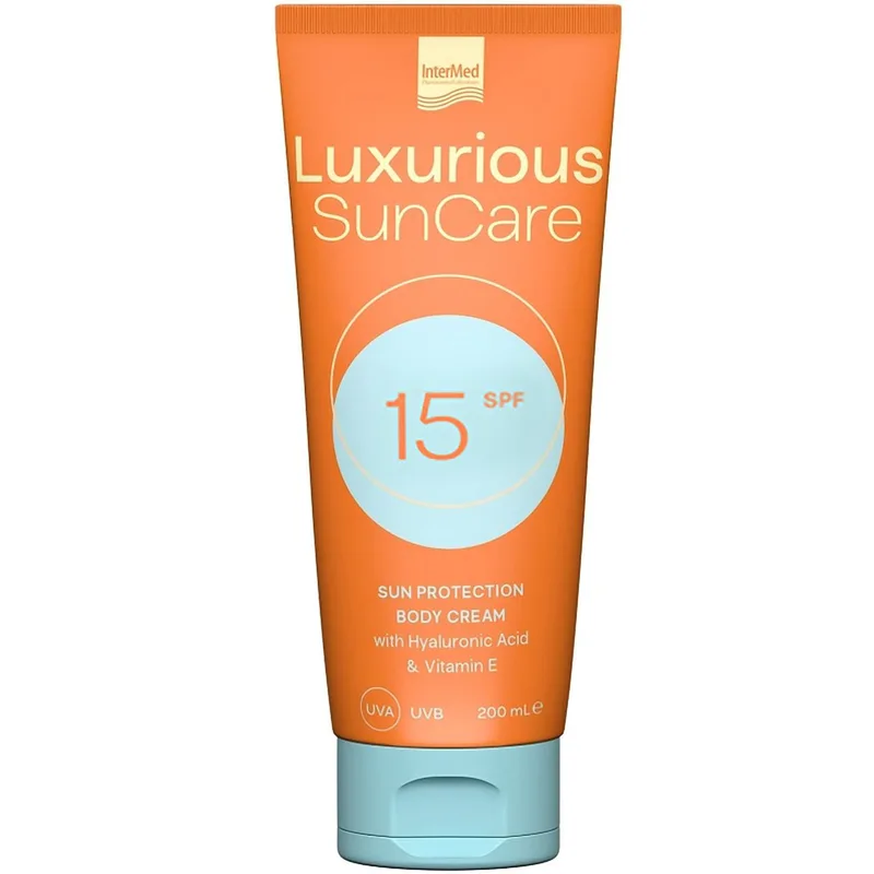 Luxurious Sun Care Sunscreen Body Cream Spf15 Αντηλιακή Κρέμα Σώματος με Υαλουρονικό Οξύ & Βιταμίνη Ε 200ml