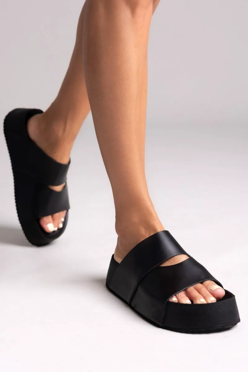 IRIS Flatform Sandals With Opening - PALOMA - Black