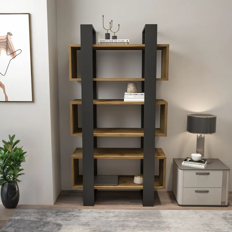 Βιβλιοθήκη Reina - Walnut, Anthracite 875Zna3666 (80x150 cm)
