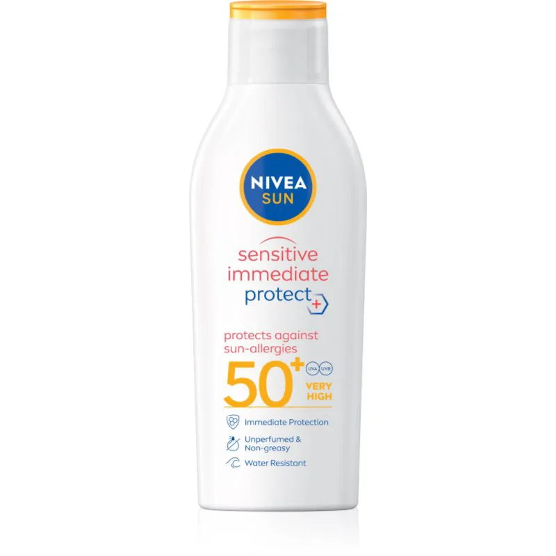 NIVEA SUN Sensitive Immediate αντηλιακό γαλάκτωμα για ευαίσθητη επιδερμίδα SPF 50+ 200 ml