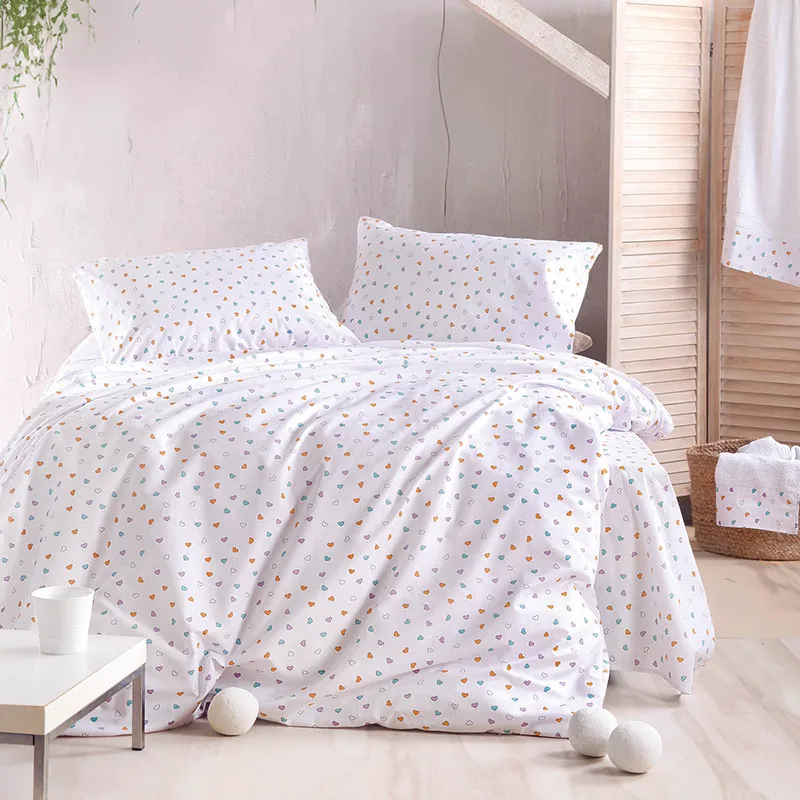Σεντόνια Υπέρδιπλα (Σετ) 230X270 Rythmos Tiny Heart Λευκο Χωρίς Λάστιχο (230x270)