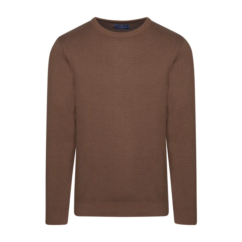 Prince Oliver Πουλόβερ Με Μικροσχέδιο Καμηλό (Modern Fit) New Arrival