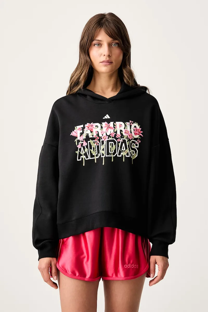adidas μπλούζα με κουκούλα γυναικεία με βαμβάκι x Farm Rio