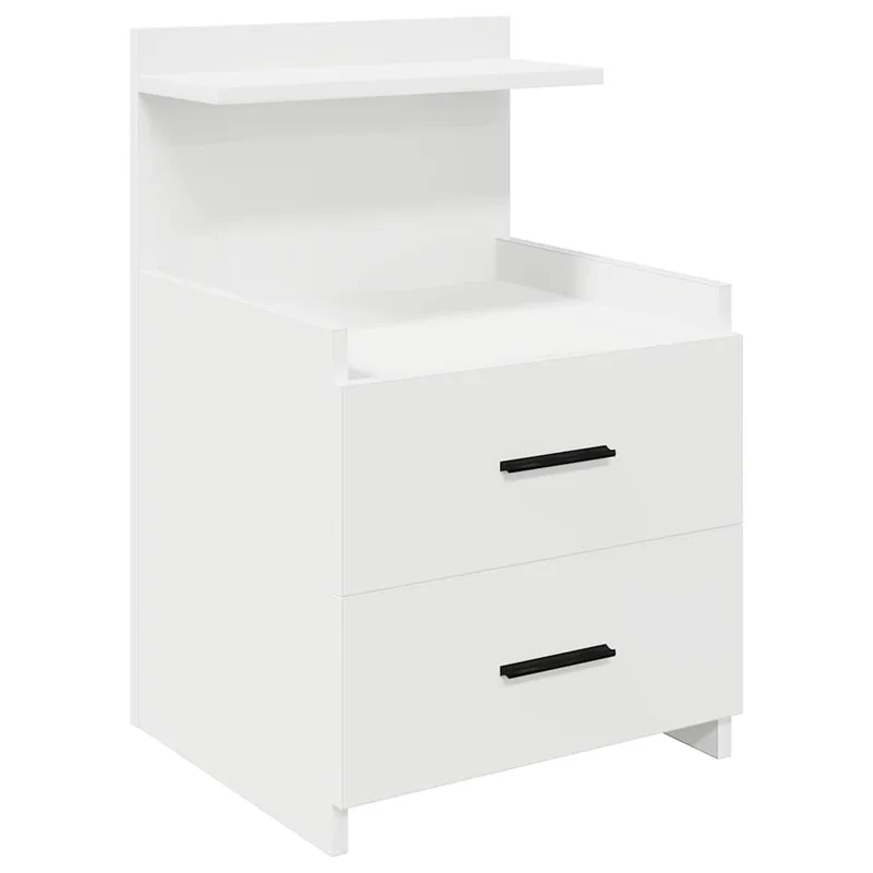 vidaXL Κομοδίνο με 2 Συρτάρια Λευκό 40x36,5x62 εκ.