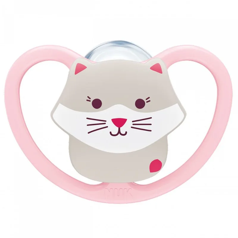 Nuk Space Silicone Soother 18-36m Ροζ Πιπίλα Σιλικόνης με Σχεδιασμό που Επιτρέπει στην Ευαίσθητη Βρεφική Επιδερμίδα να Αναπνέει 1 Τεμάχιο, Κωδ 10177226