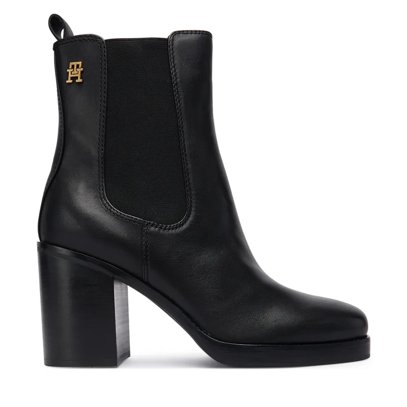 Μποτάκια Tommy Hilfiger Square Toe Chelsea High Block Hl FW0FW08844 Μαύρο