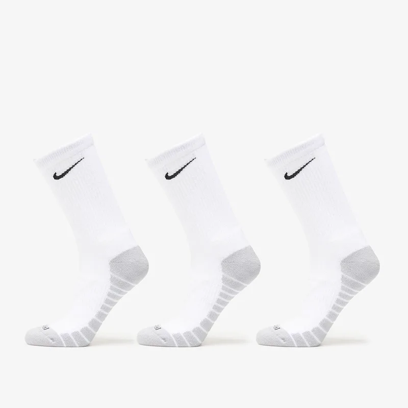 Nike Everyday Max Cushioned Training Crew Socks 3-Pack White/ Wolf Grey/ Black XL
