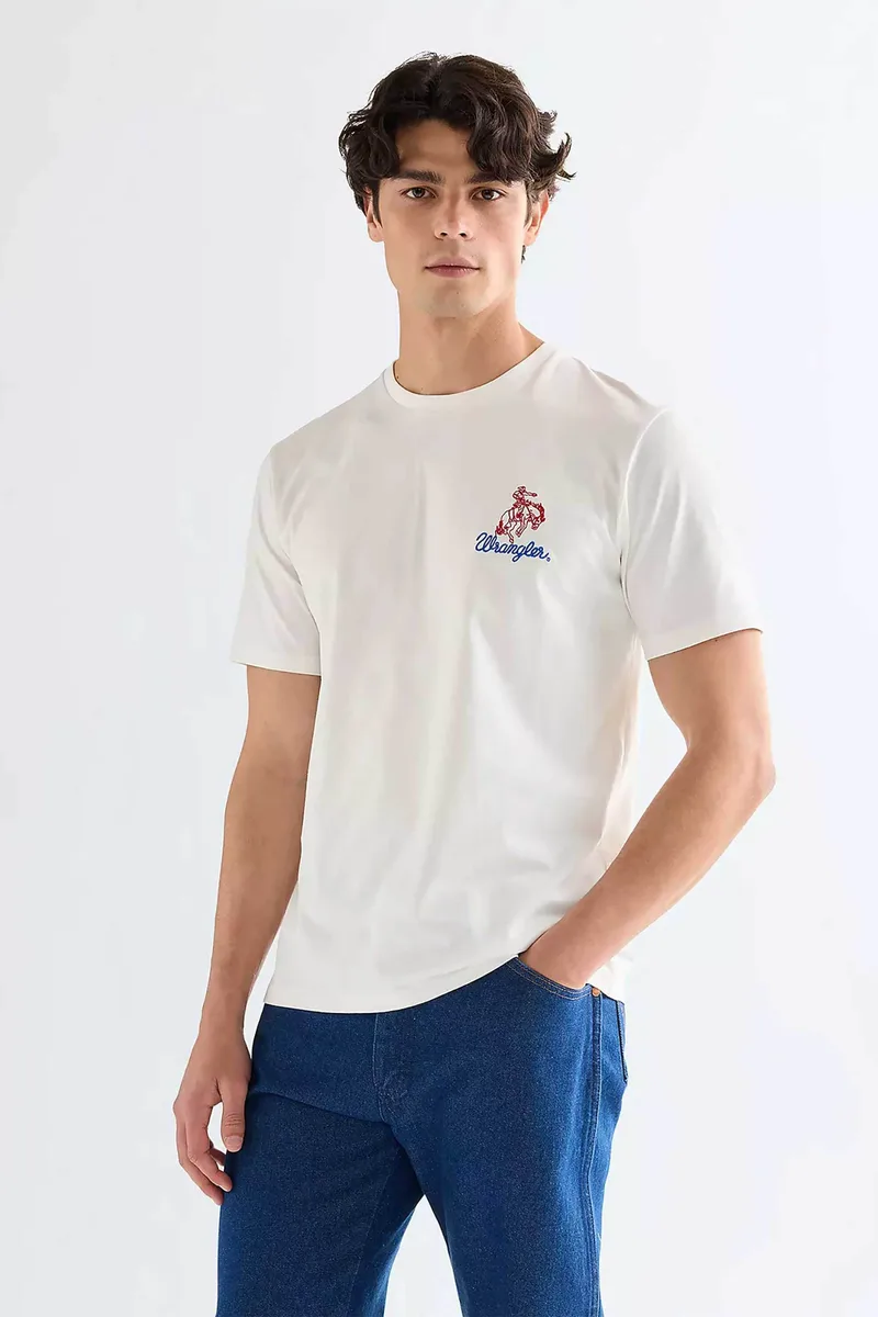 Wrangler® ανδρικό T-shirt με κέντημα Regular Fit - 112377987 Λευκό