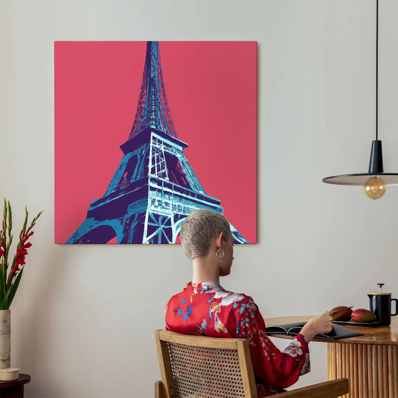 Πίνακας Τετράγωνος EIFFEL ON RED BACKGROUND