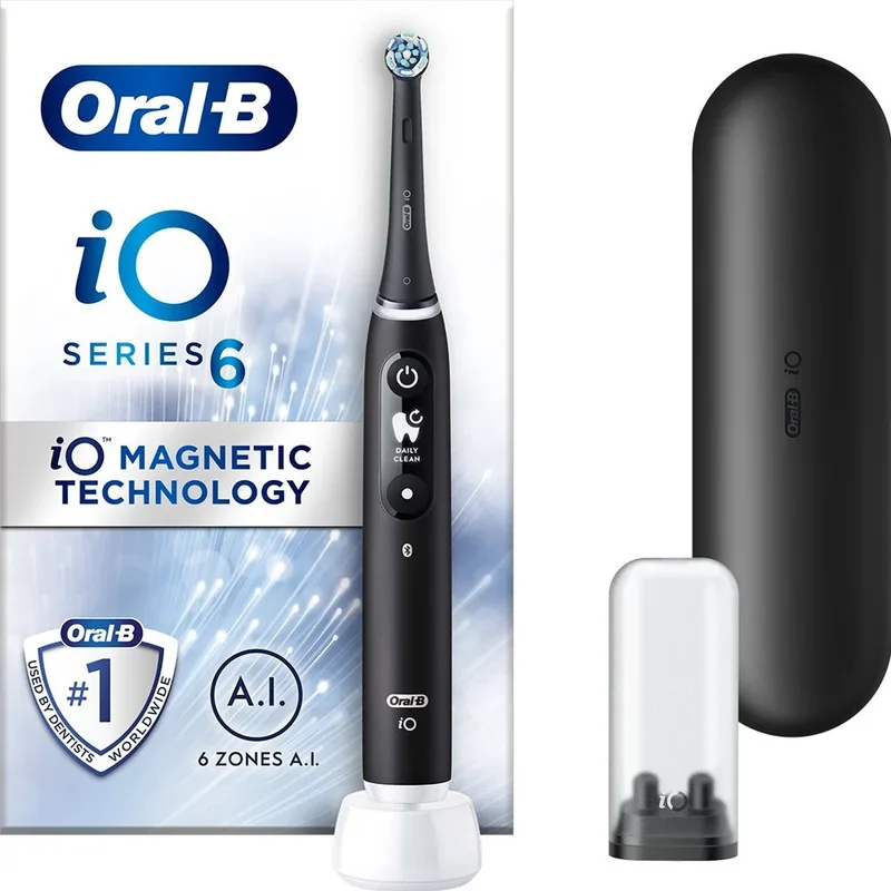 Oral-B iO Series 6 Electric Toothbrush Black Lava Ηλεκτρική Οδοντόβουρτσα Προηγμένης Τεχνολογίας σε Μαύρο Χρώμα 1 Τεμάχιο