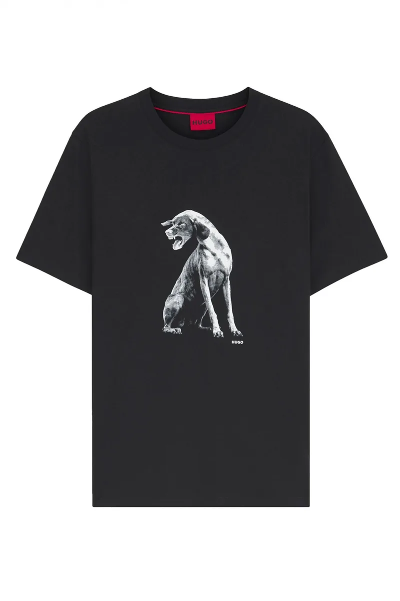 HUGO T-SHIRT DIDUG LOGO ΜΑΥΡΟ-ΛΕΥΚΟ