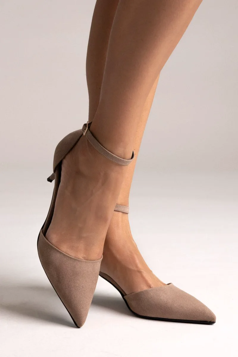 TFP Kitten Heel Pumps - 580 - Taupe Suede