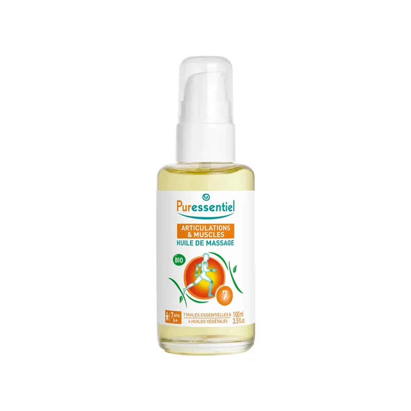 Puressentiel Joints and Muscles Massage Oil with 7 Essential Oils + 4 ORGANIC Vegetable Oils 100ML