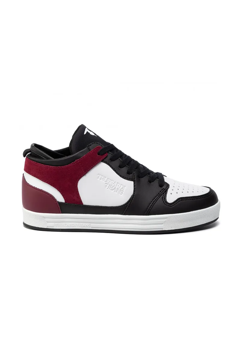 Trussardi Jeans ανδρικά μποτάκια sneakers με suede λεπτομέρειες - 77A00191-9Y099999 Μπορντό