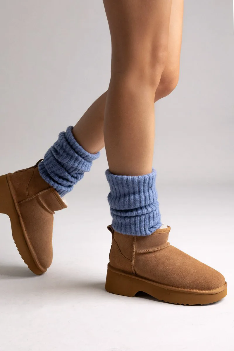 KELARA Fur Lined Ankle Boots - K51304 - Camel Suede