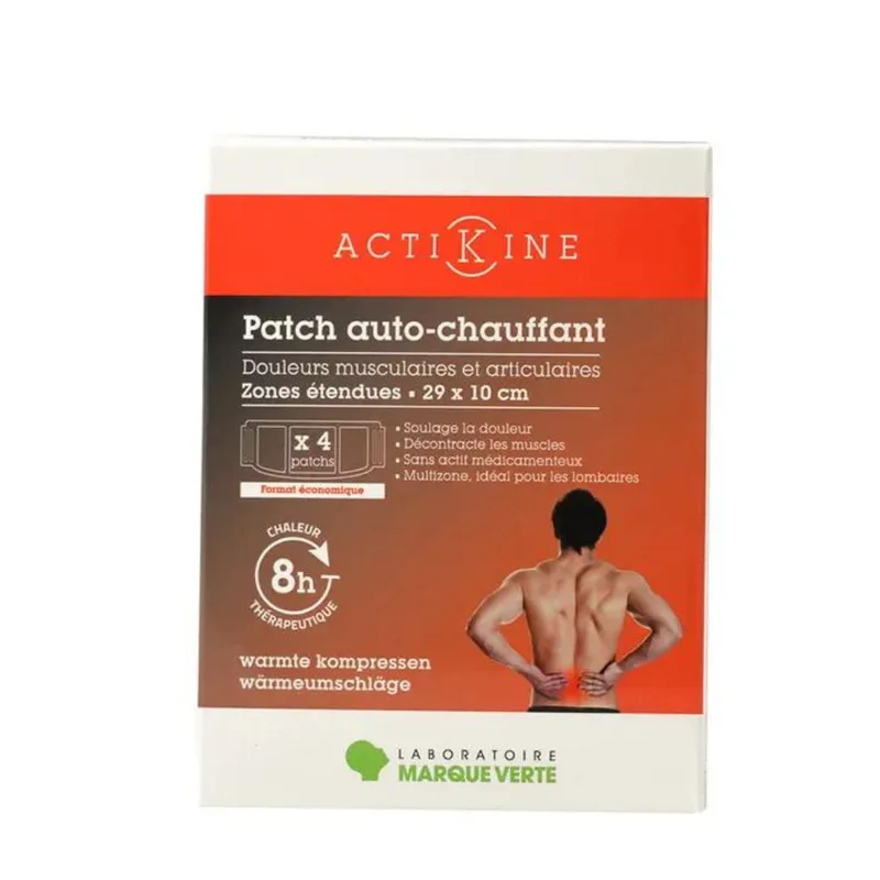 Marque Verte ActiKine Self-heating adhesive patches 29x10cm 4 units