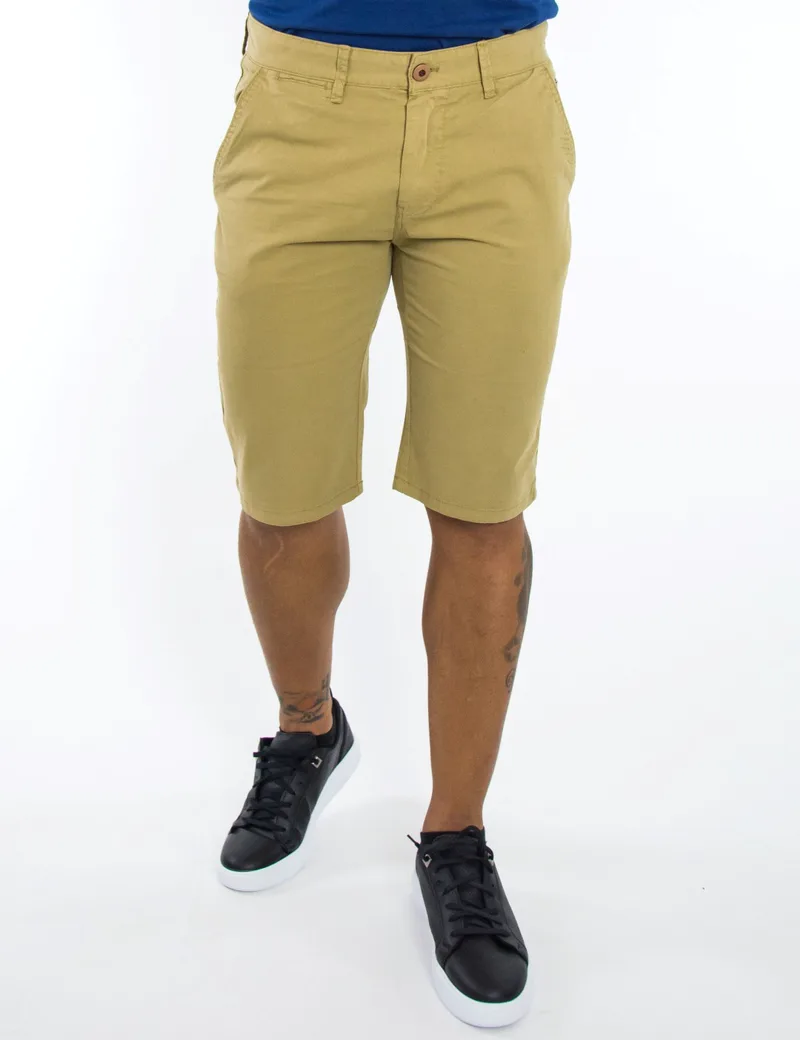Ανδρική camel υφασμάτινη βερμούδα Chinos XW8525