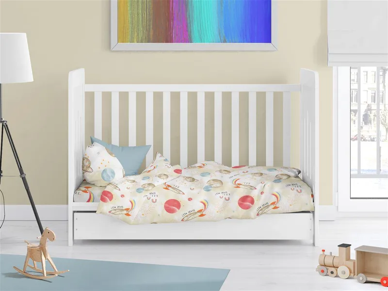 Παπλωματοθήκη Εμπριμέ bebe Spaceship 186 120X160 Μπεζ 100% Cotton