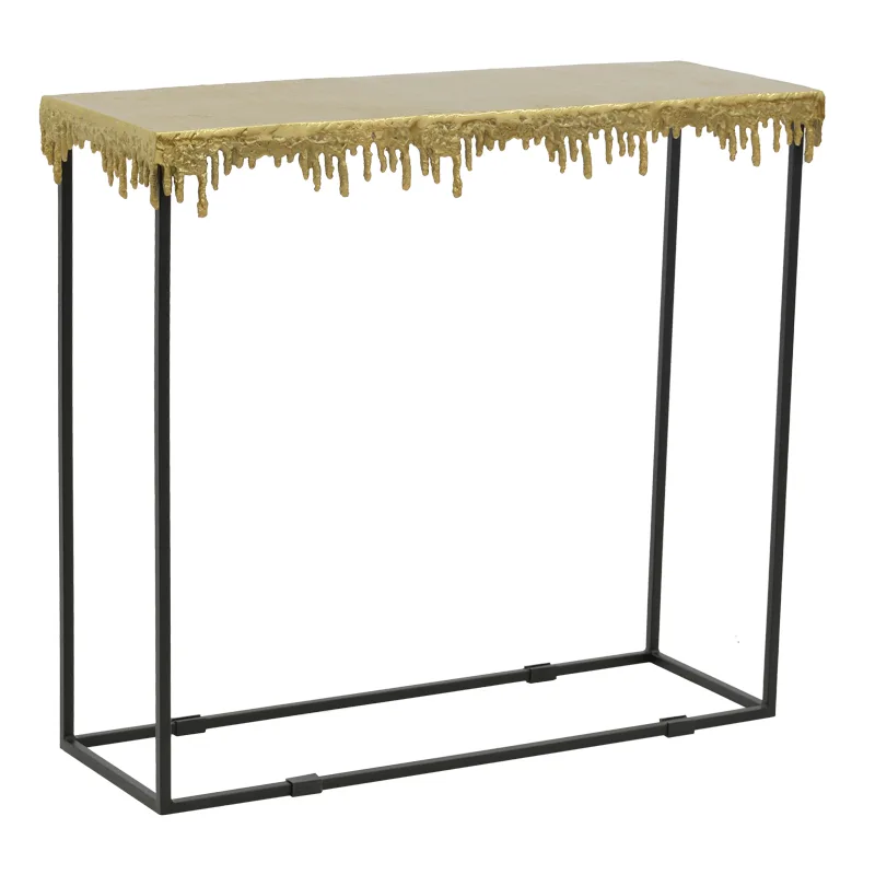 Κονσόλα Bulco Inart χρυσό-μαύρο μέταλλο 80.5x28x72εκ - PAKO WORLD - 287-000018