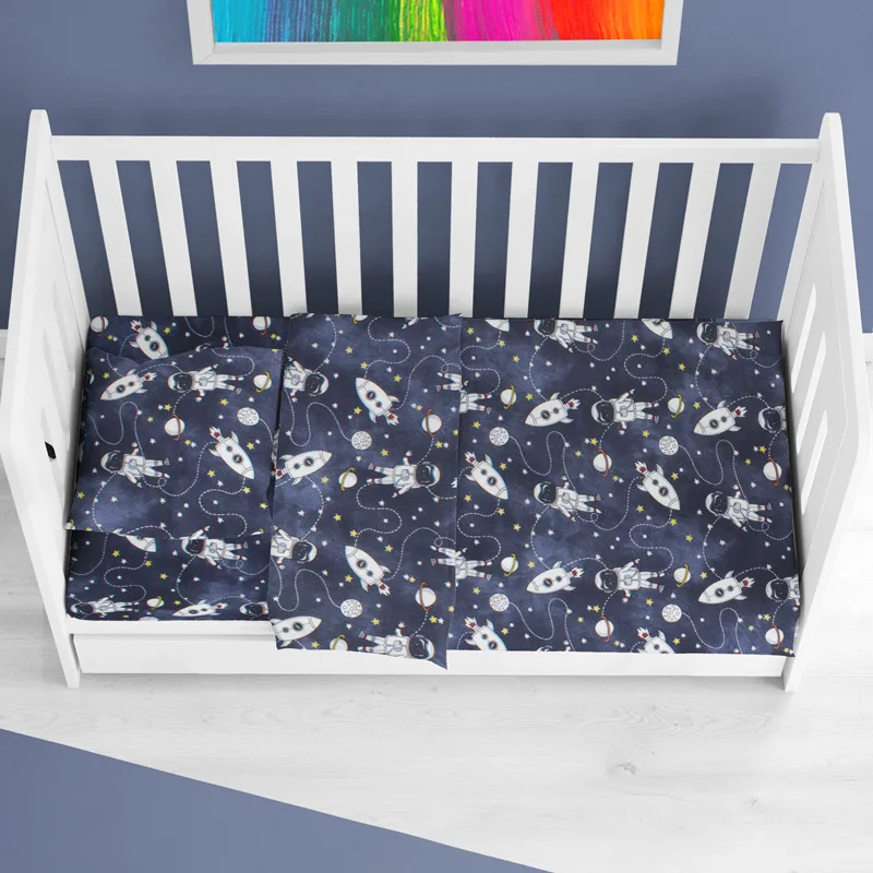 Φανελένιο Σεντόνι Λίκνου 80x110 Dimcol Galaxy Travel 90 Blue 80x110