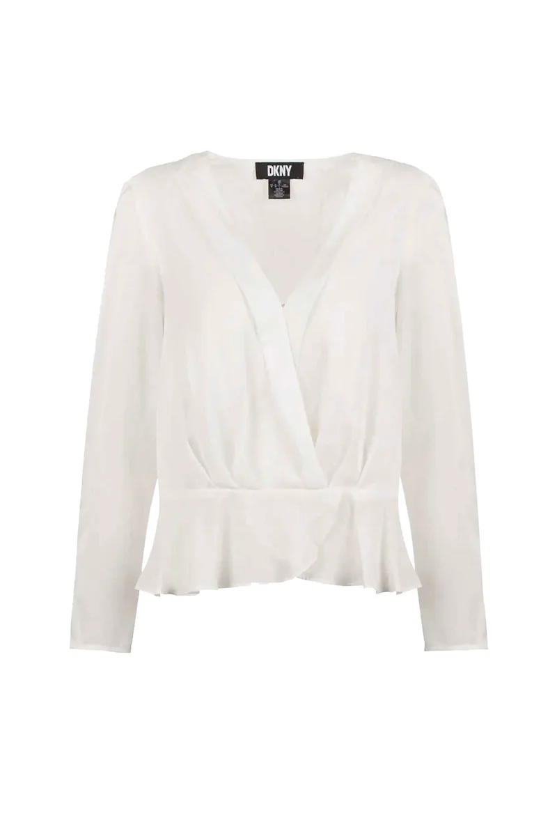 DKNY γυναικεία μπλούζα μονόχρωμη κρουαζέ - P34ANQ01 Λευκό