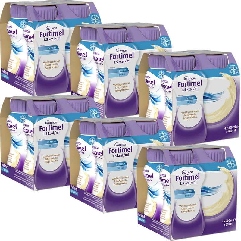 Σετ Nutricia Fortimel Protein 1,5 kcal/ml Vanilla Πόσιμο Θρεπτικό Σκεύασμα Πλούσιο σε Πρωτεΐνες, Μέταλλα & Ιχνοστοιχεία για την Αντιμετώπιση Προβλημάτων Υποσιτισμού & Δυσθρεψίας που Σχετίζονται με Ασθένεια με Γεύση Βανίλια 6x(4x200ml)