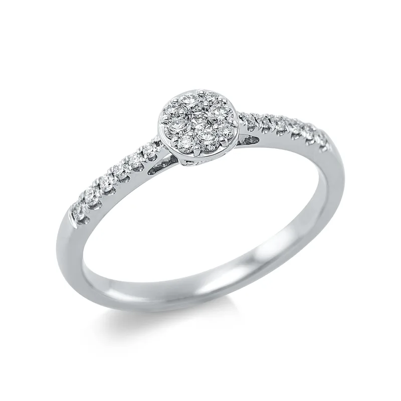 Diamond Group Μονόπετρο Δαχτυλίδι με Διαμάντια Brilliant από Λευκό Χρυσό 18 Καρατίων DDX530
