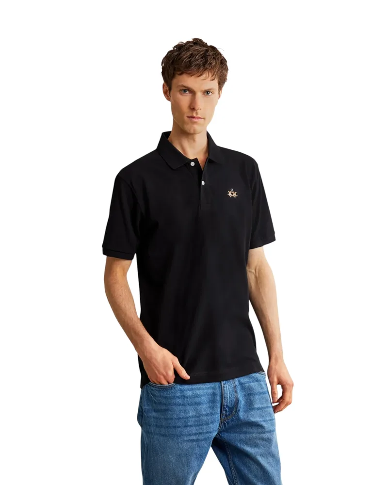 La Martina Ανδρική Polo Μπλούζα CCMP12PK201-09999 Μαύρο