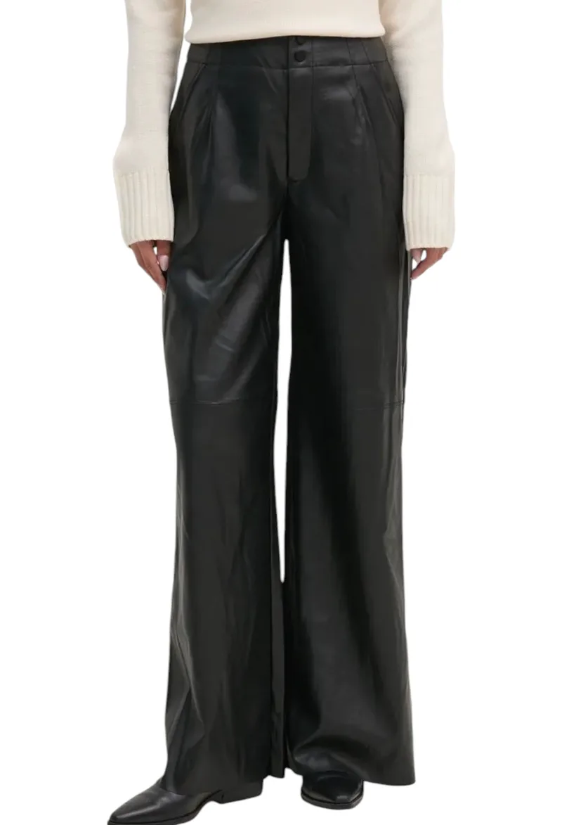 Παντελόνι Δερμάτινο DKNY Faux Leather Wide Leg DJ4P3039-BLK Γυναικείο