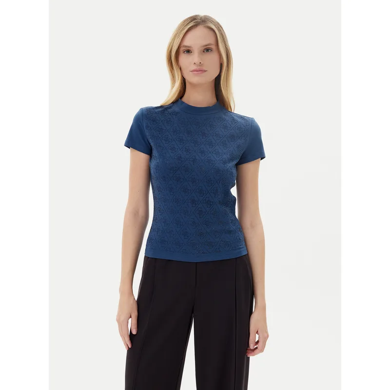 Guess T-Shirt W4BI26 J1314 Σκούρο μπλε Slim Fit