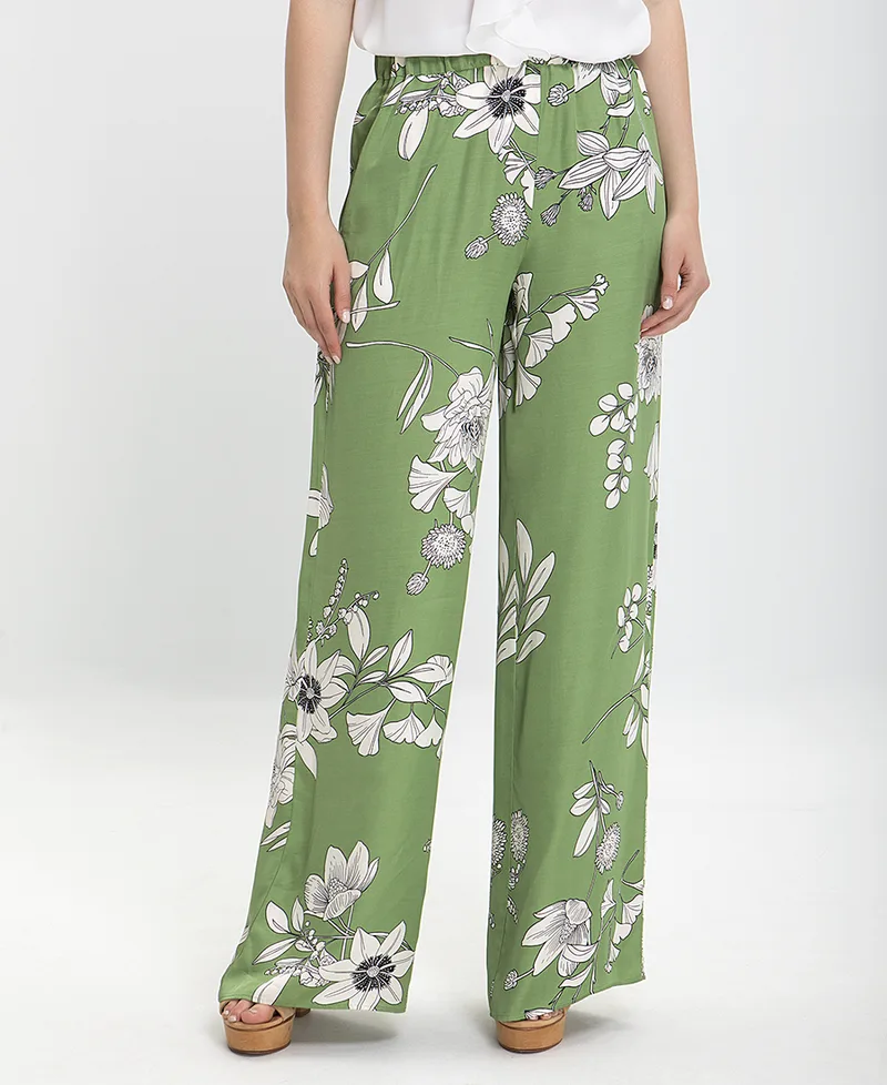 PennyBlack Παντελόνα Floral σε Πράσινο Εμπριμέ