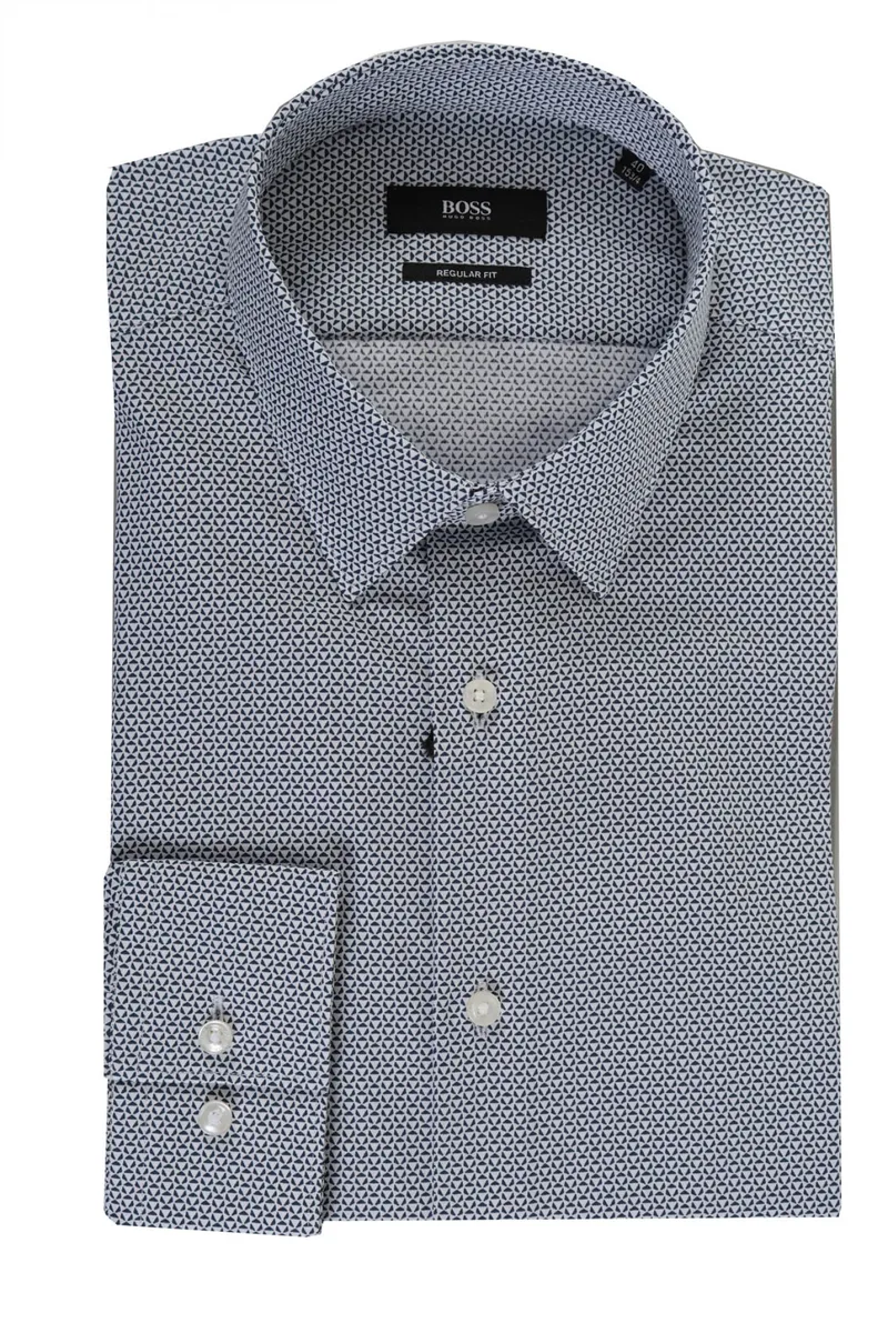 BOSS BUSINESS ΠΟΥΚΑΜΙΣΟ REGULAR FIT ELIOTT ΣΧΕΔΙΑΣΤΟ ΜΠΛΕ