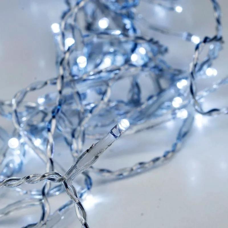 100 Λαμπάκια LED Μπλε Χρώμα με Διάφανο Καλώδιο