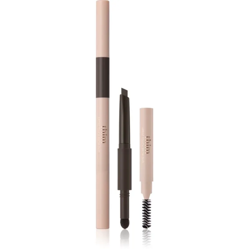 thim Artist Touch Brow Duo μολύβι ματιών διπλής όψης με βούρτσα απόχρωση 03 Black Brown 0.6 γρ