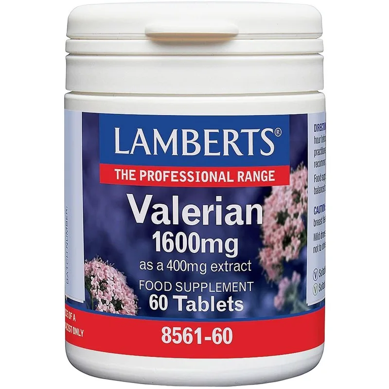 Lamberts Valerian Συμπλήρωμα Διατροφής Εκχυλίσματος Βαλεριάνας για Μείωση του Χρόνου Αναμονής Έλευσης του Ύπνου με Χαλαρωτικές Ιδιότητες 1600mg, 60tabs