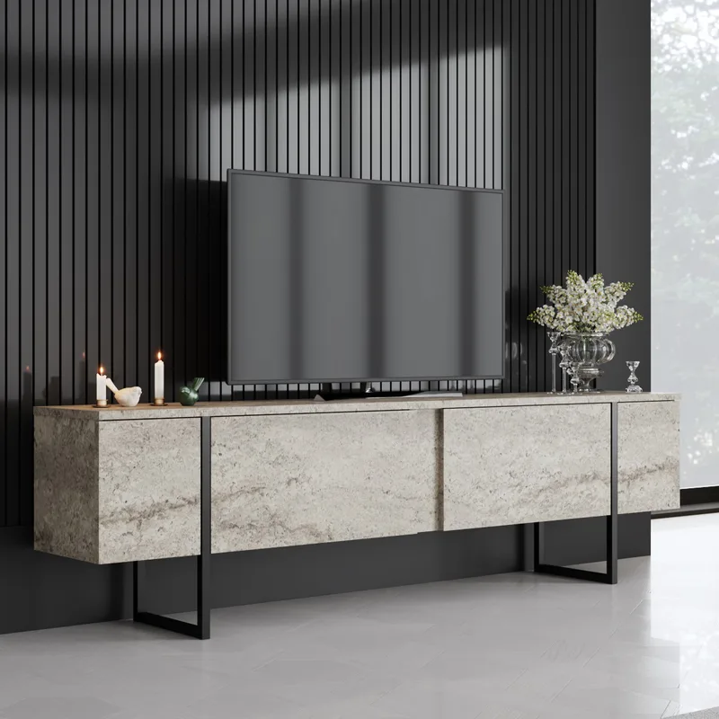 Βάση Τηλεόρασης Luxe - Travertine, Black 618Bly1253 (180x50x30)