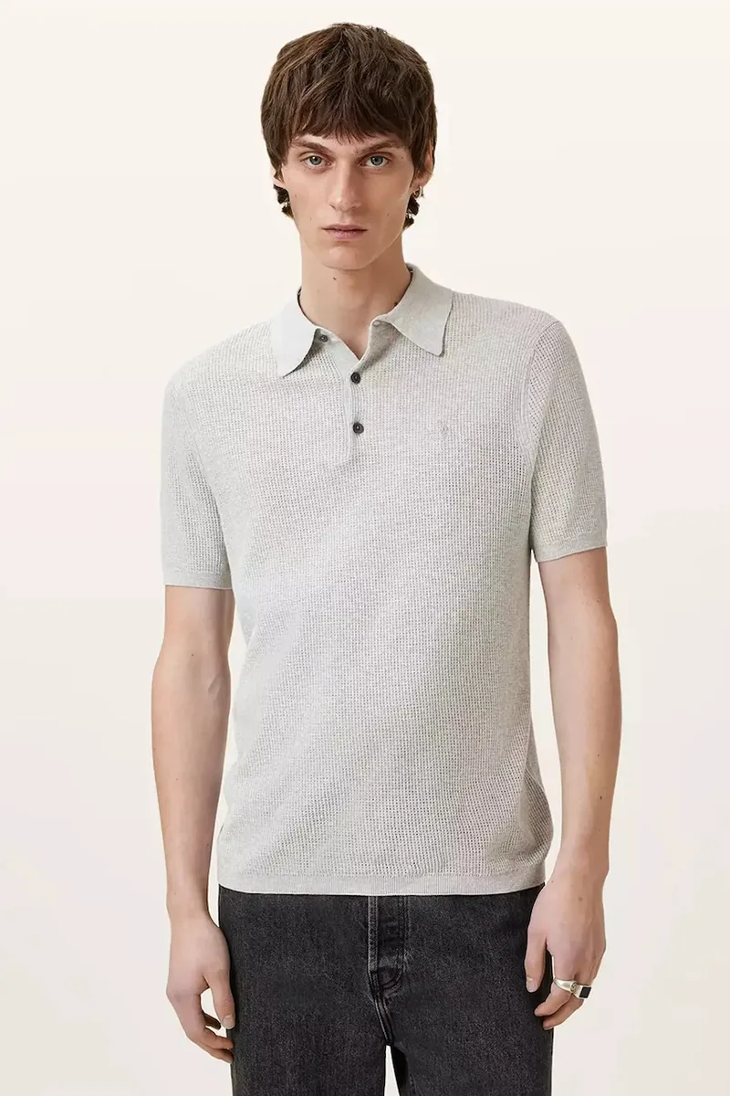 Βαμβακερό μπλουζάκι πόλο AllSaints AUBREY SS