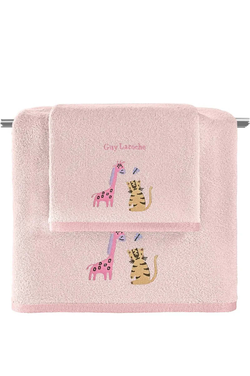 Σετ Βρεφικές Πετσέτες 2 Τεμαχίων Guy Laroche Bebe Jungle Ροζ 50x70,70x130