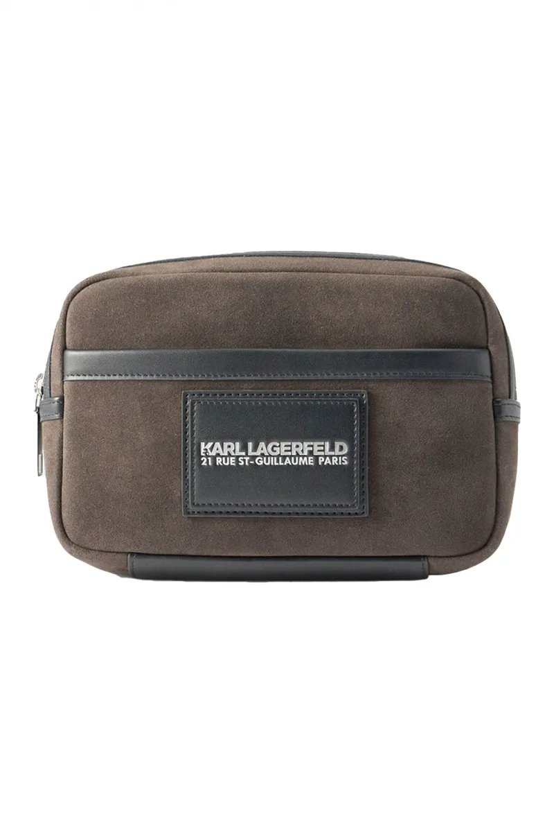 KARL LAGERFELD ΤΣΑΝΤΑΚΙ K/TRAVELLER FAUX SUEDE BUMBAG ΚΑΦΕ